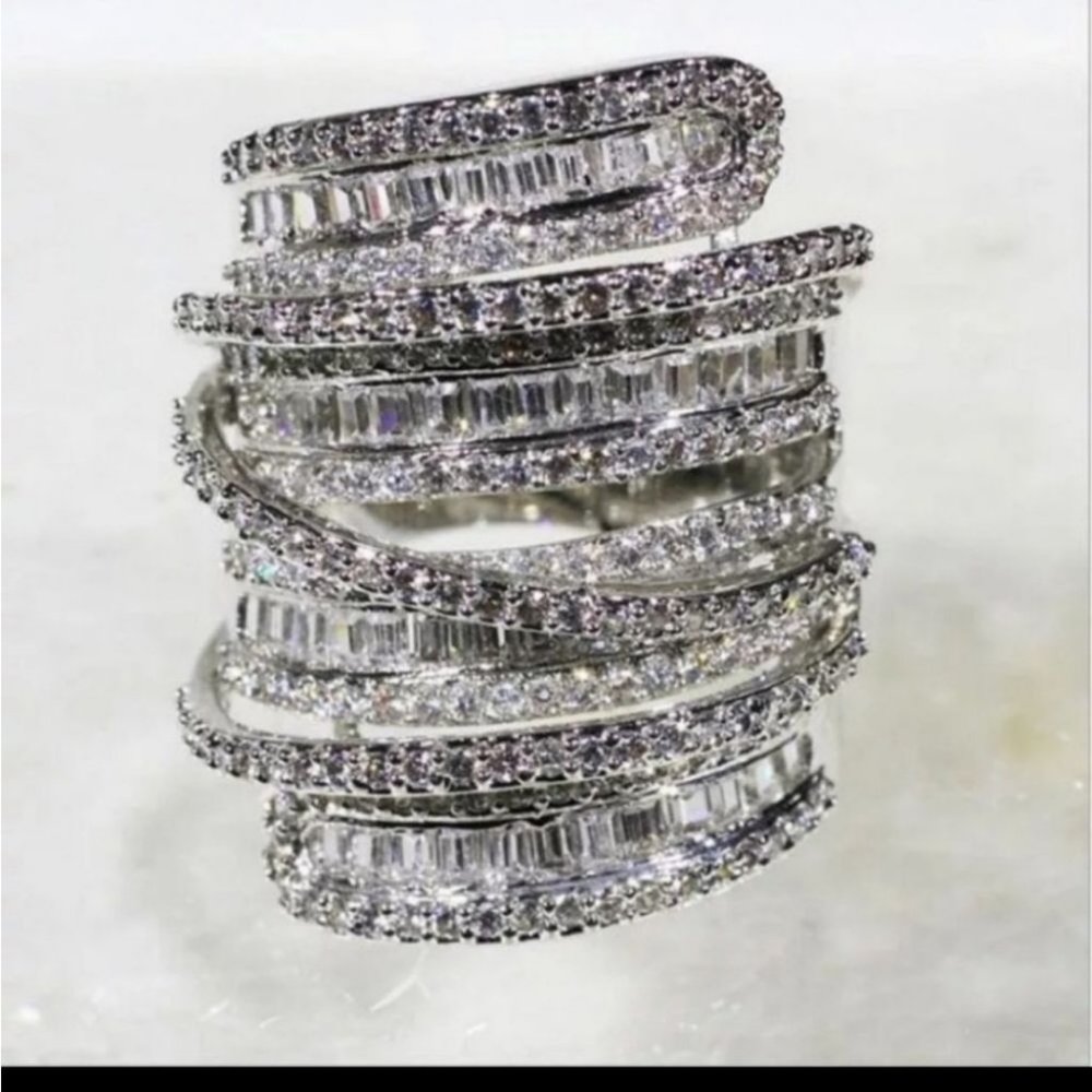 New “6.4 CT 925 Silver Diamond Ring